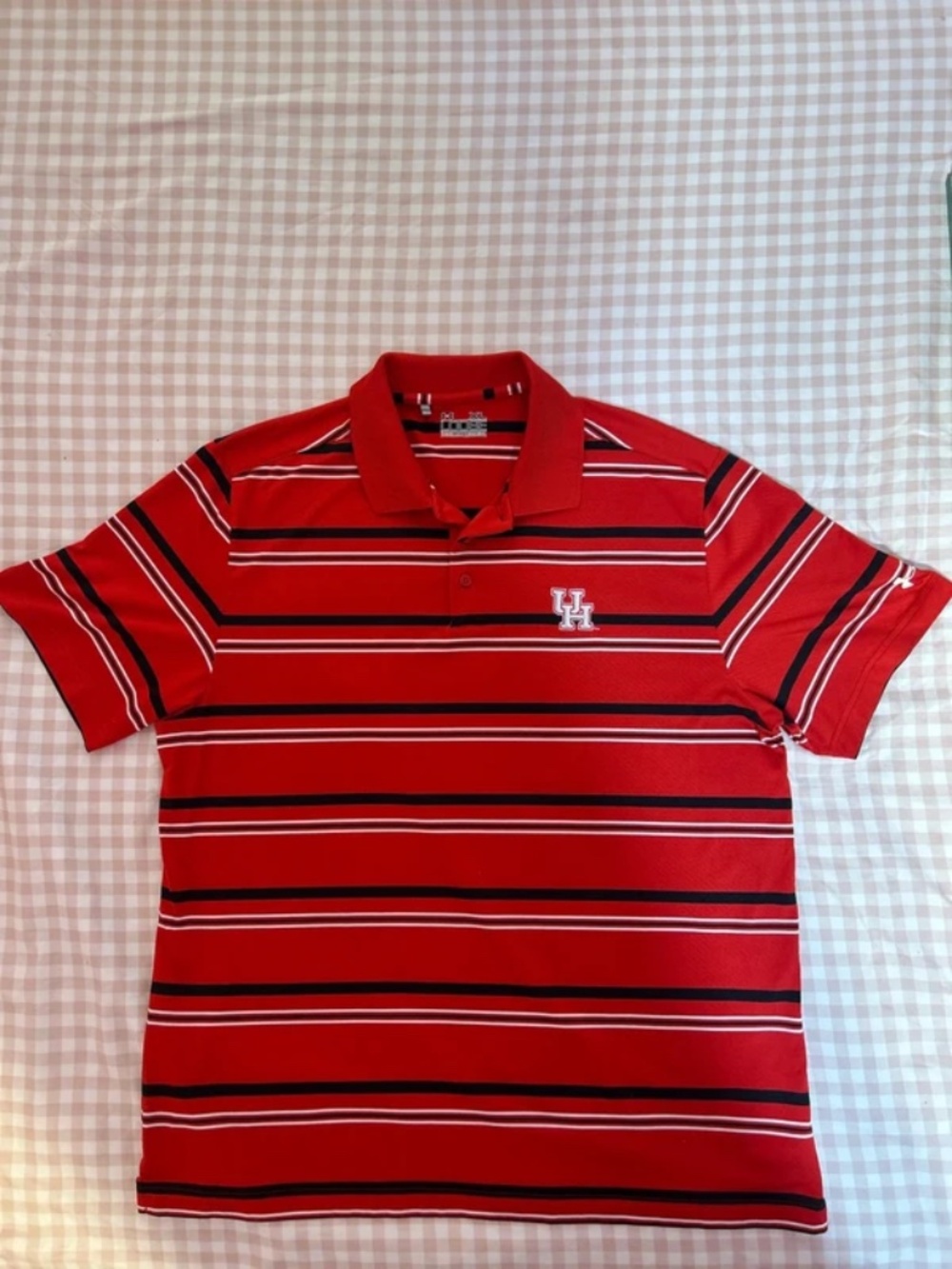 Under Armour Loose Heat Gear University of Houston Golf Red Black Polo Sz. XL